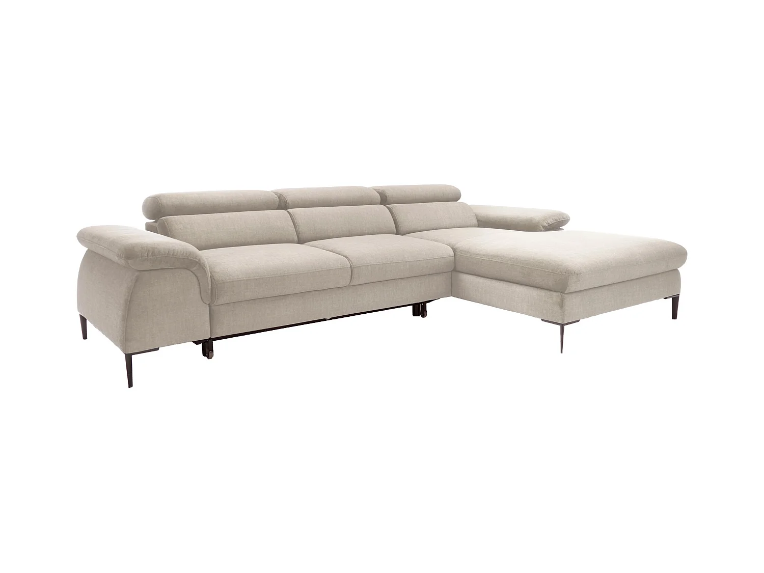 Canapé d'angle droit convertible droit en velours beige SEPINA de Pascal Morabito