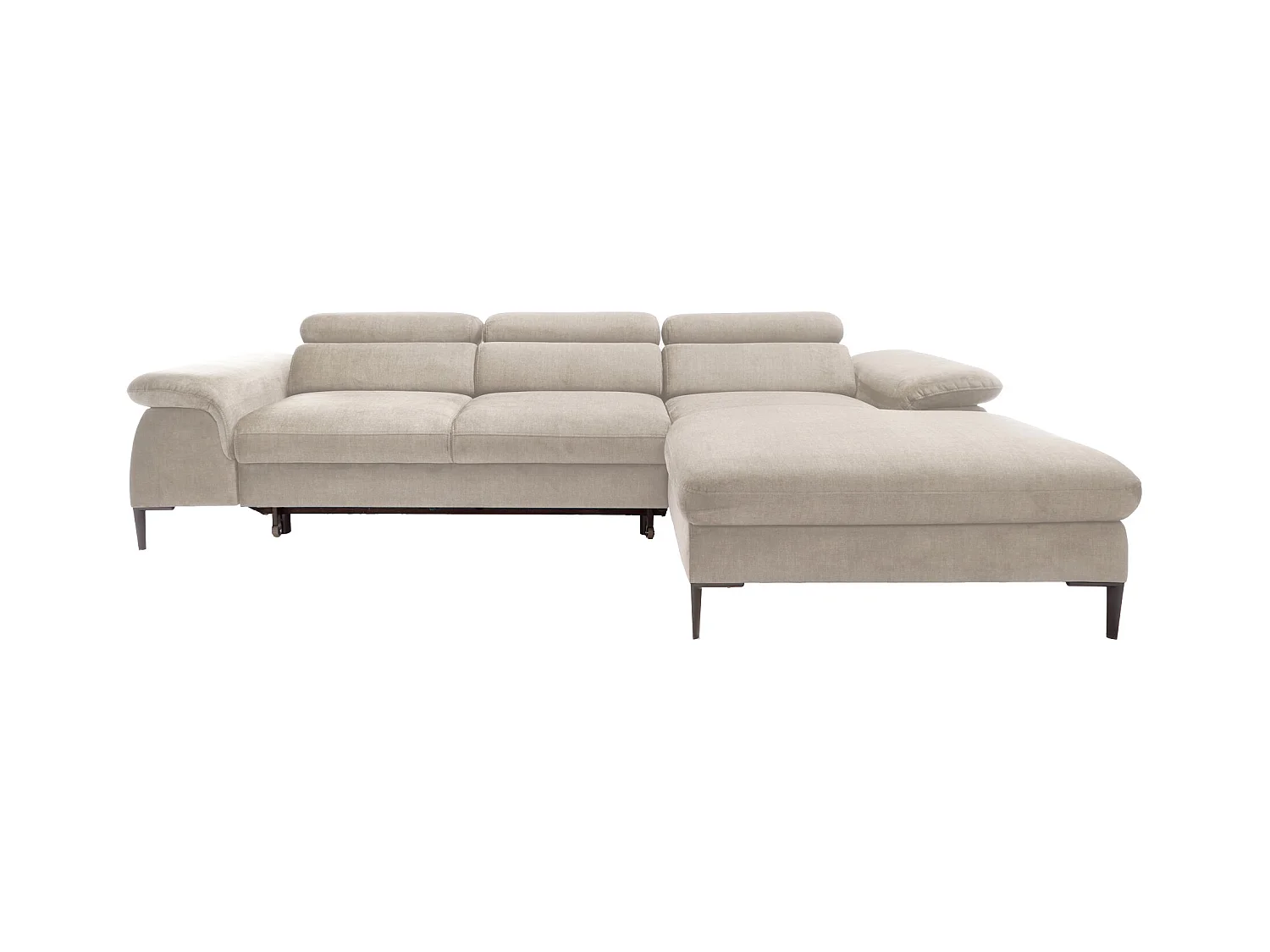Canapé d'angle droit convertible droit en velours beige SEPINA de Pascal Morabito