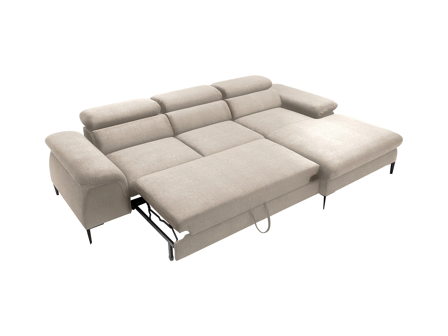 Canapé d'angle droit convertible droit en velours beige SEPINA de Pascal Morabito