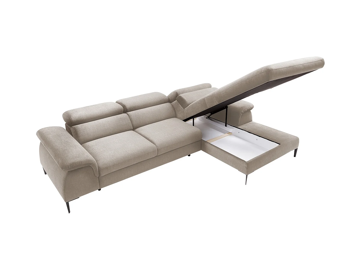 Canapé d'angle droit convertible droit en velours beige SEPINA de Pascal Morabito