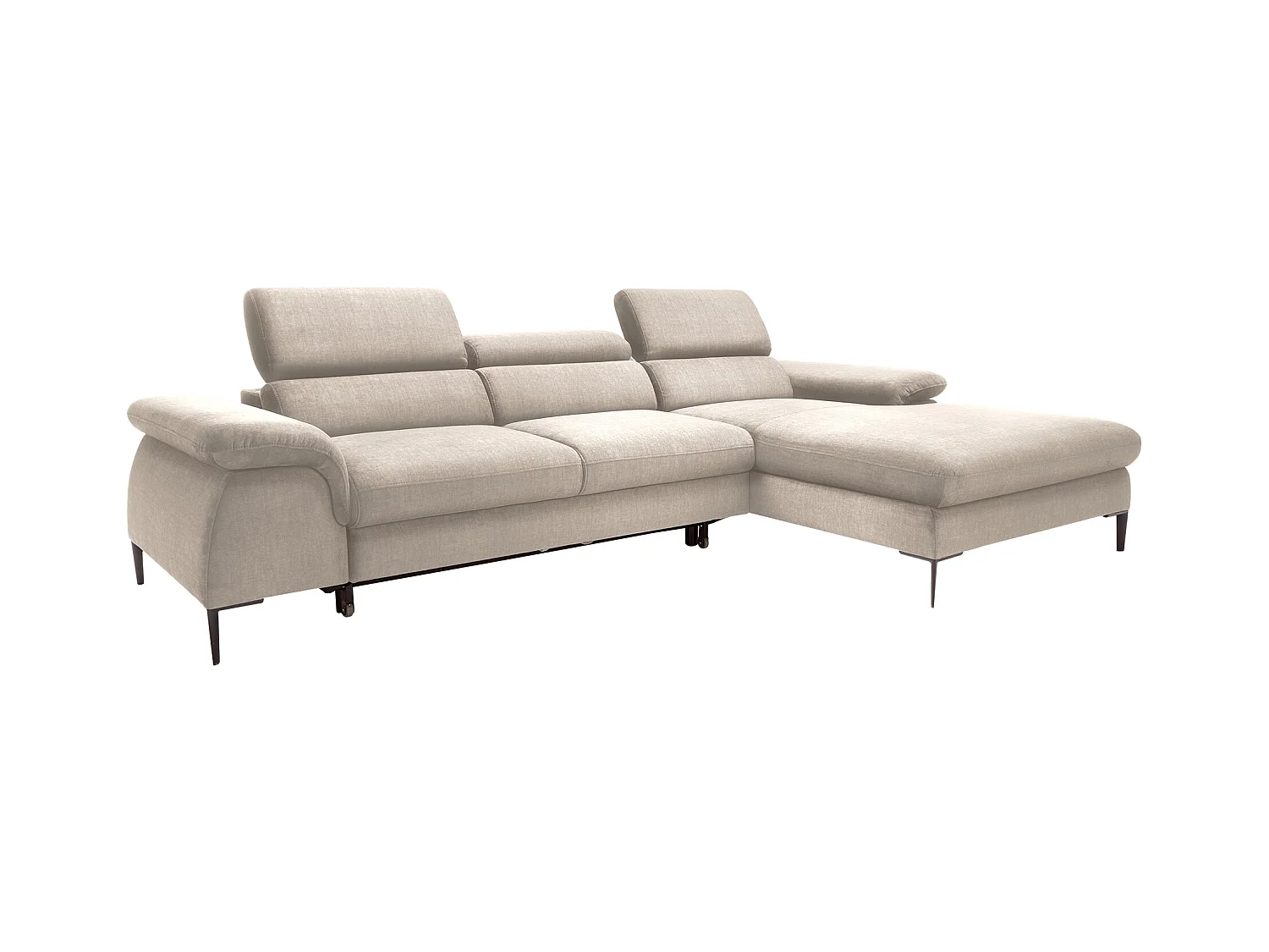 Canapé d'angle droit convertible droit en velours beige SEPINA de Pascal Morabito