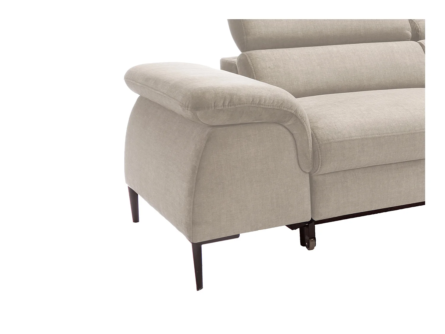 Canapé d'angle droit convertible droit en velours beige SEPINA de Pascal Morabito