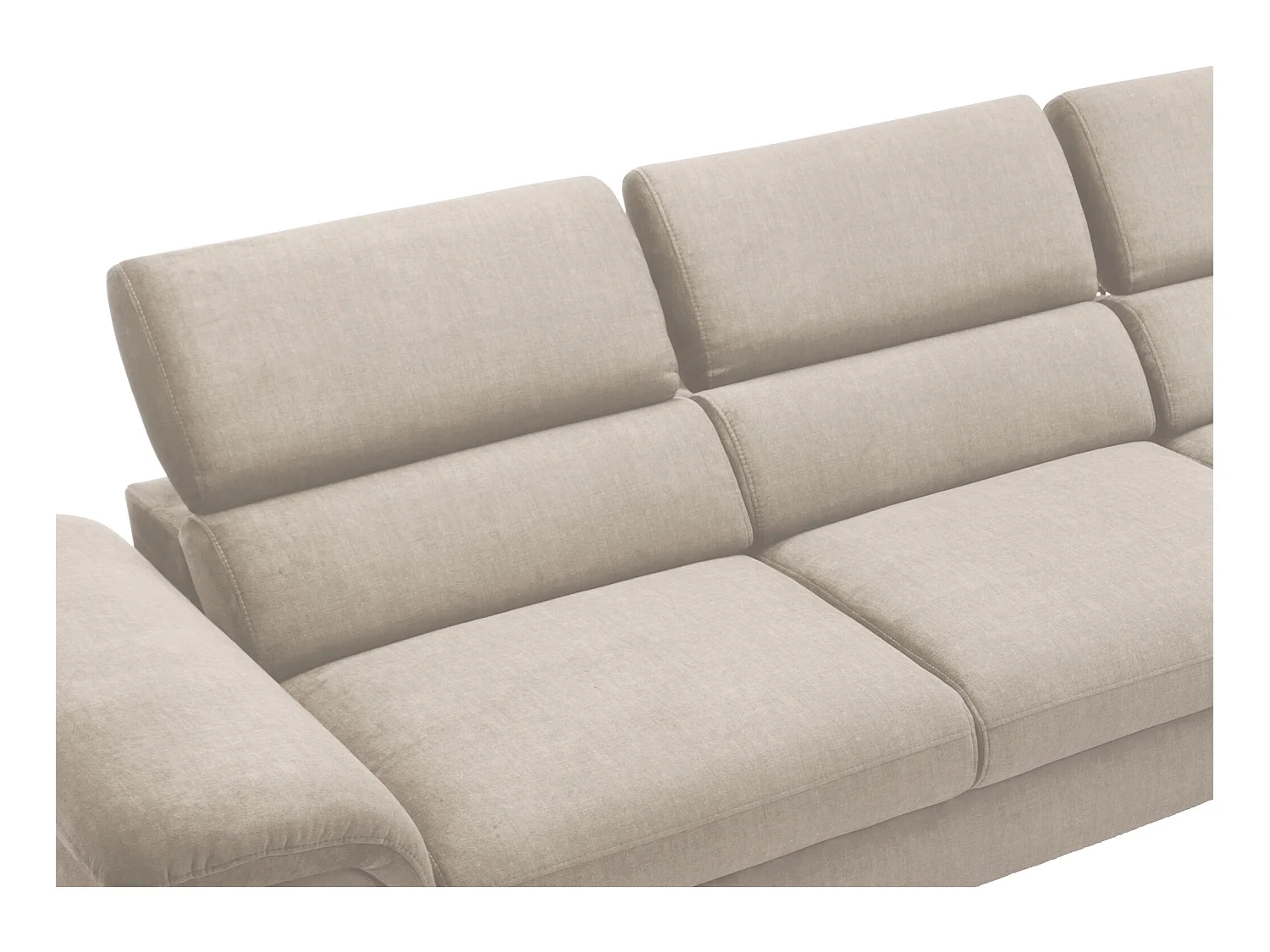 Canapé d'angle droit convertible droit en velours beige SEPINA de Pascal Morabito
