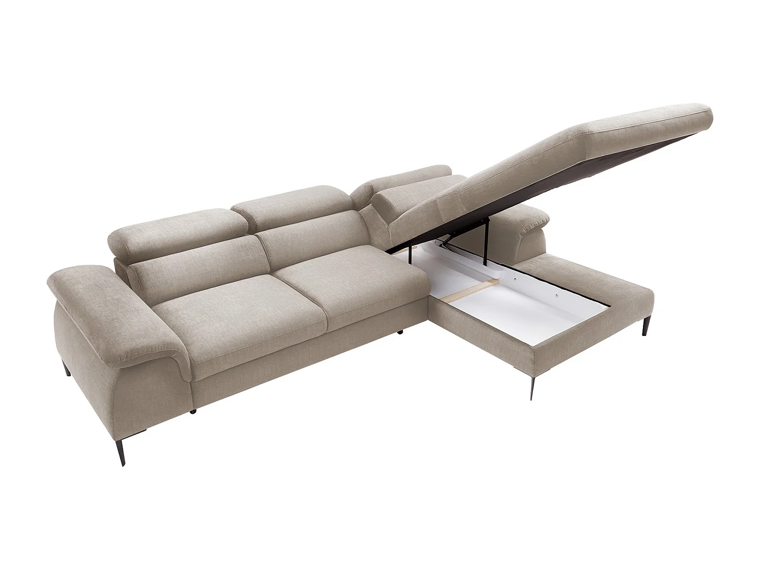 Ecksofa mit Schlaffunktion - Ecke rechts - Samt - Beige - SEPINA von Pascal Morabito
