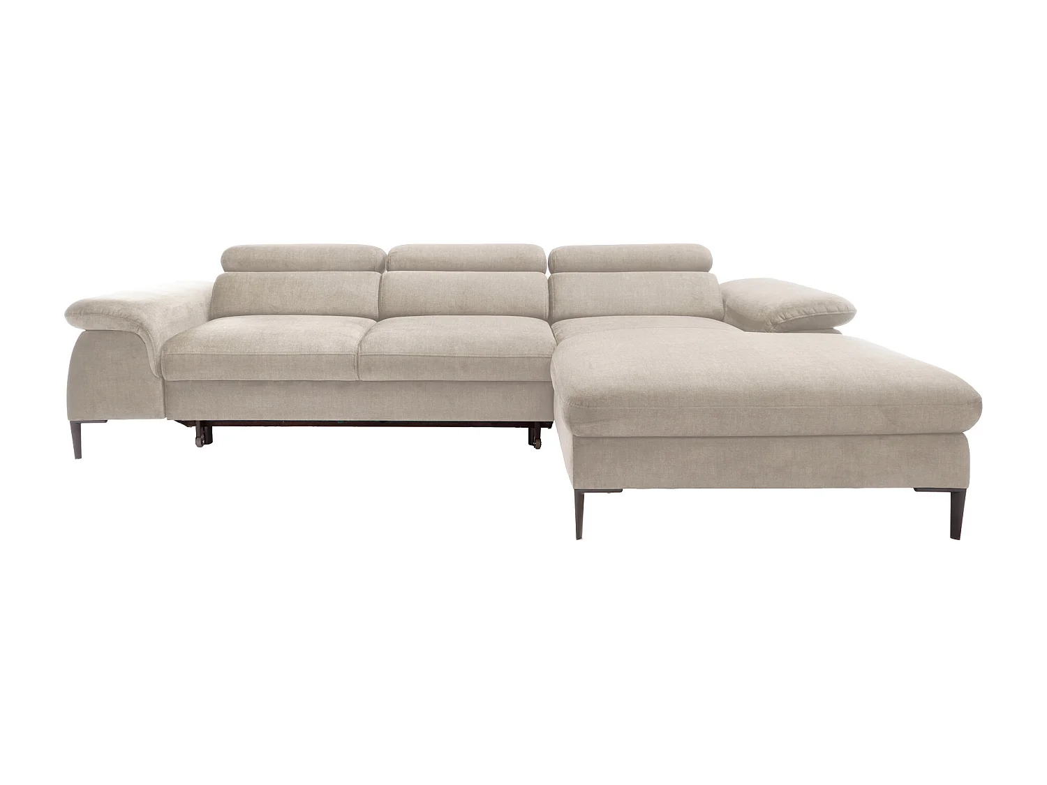Ecksofa mit Schlaffunktion - Ecke rechts - Samt - Beige - SEPINA von Pascal Morabito