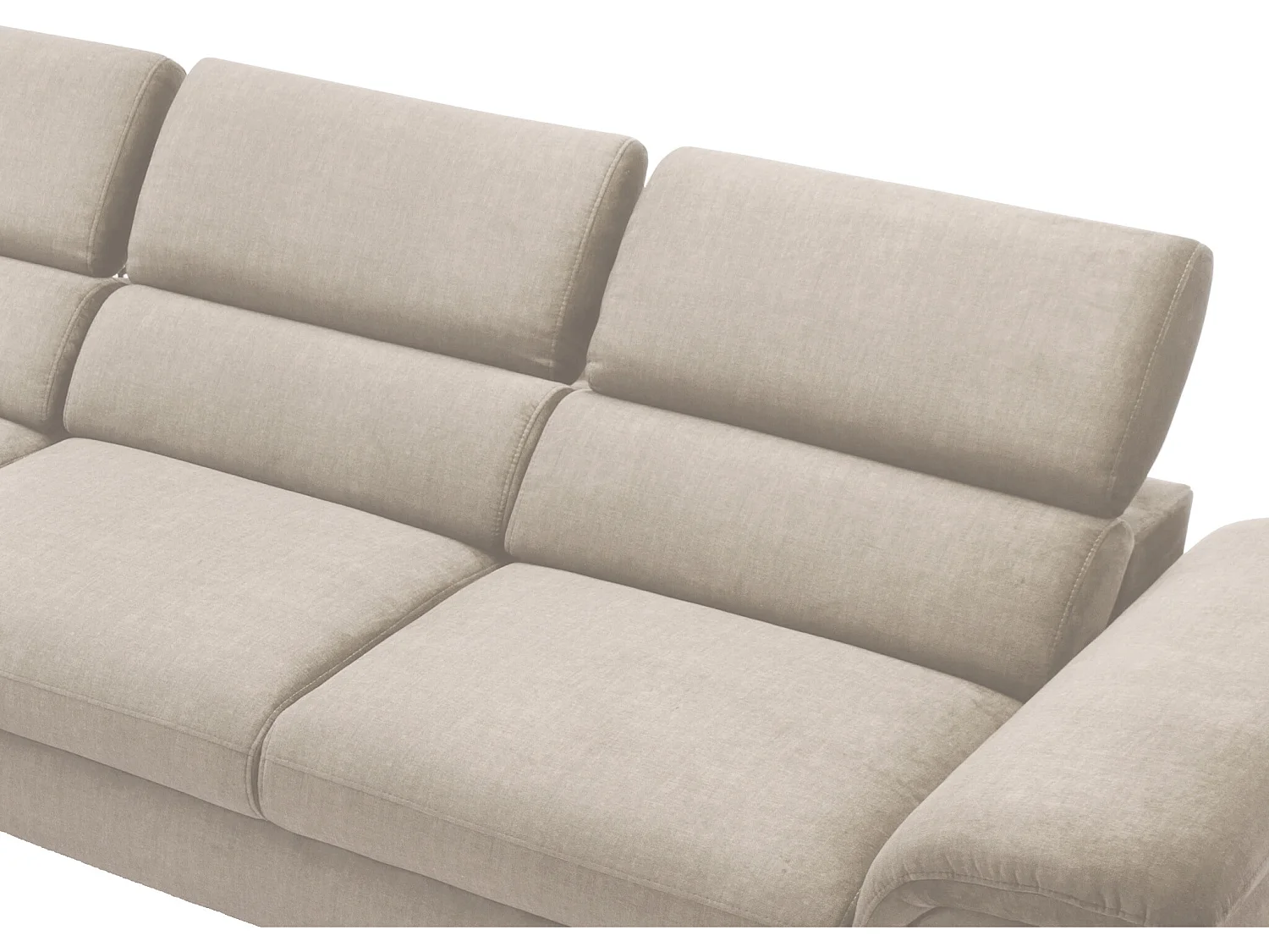 Canapé d'angle gauche convertible en velours beige SEPINA de Pascal Morabito