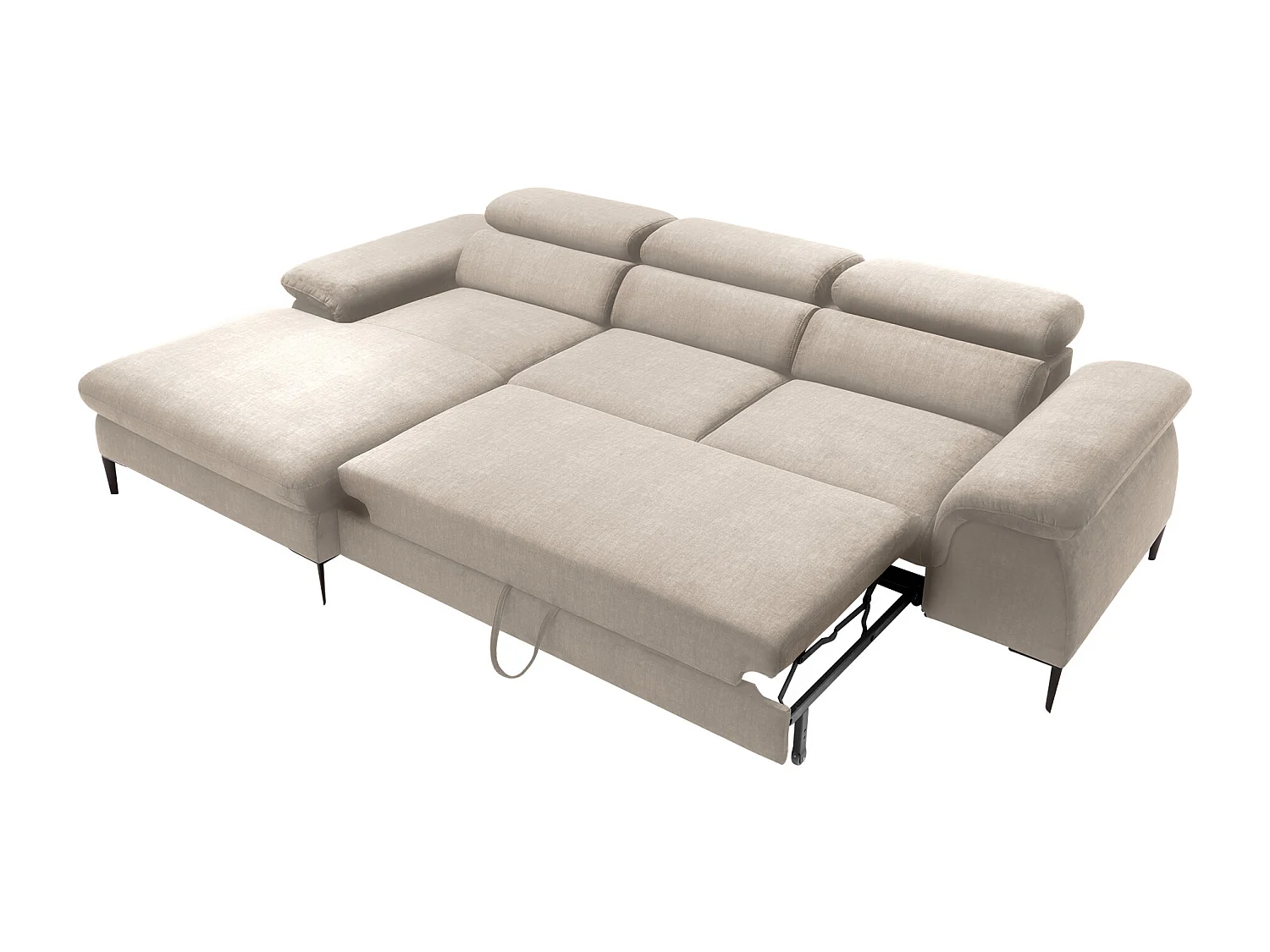 Canapé d'angle gauche convertible en velours beige SEPINA de Pascal Morabito