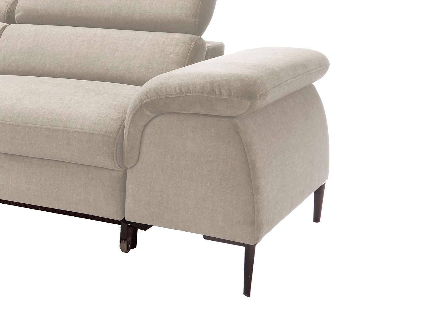 Canapé d'angle gauche convertible en velours beige SEPINA de Pascal Morabito