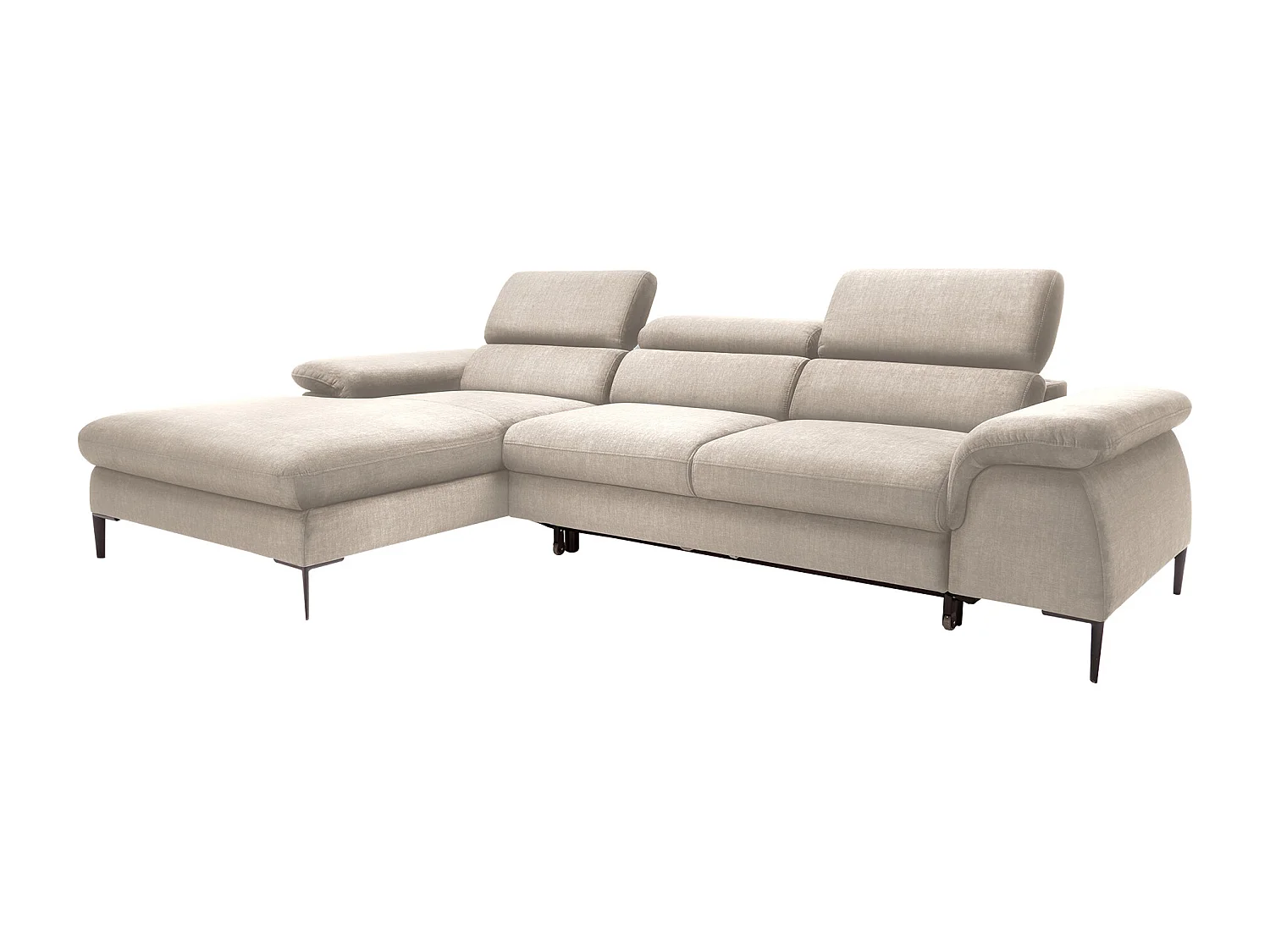 Canapé d'angle gauche convertible en velours beige SEPINA de Pascal Morabito