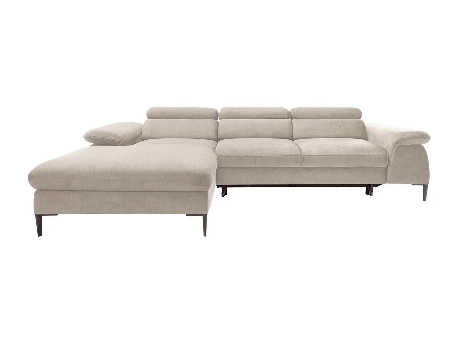 Canapé d'angle gauche convertible en velours beige SEPINA de Pascal Morabito