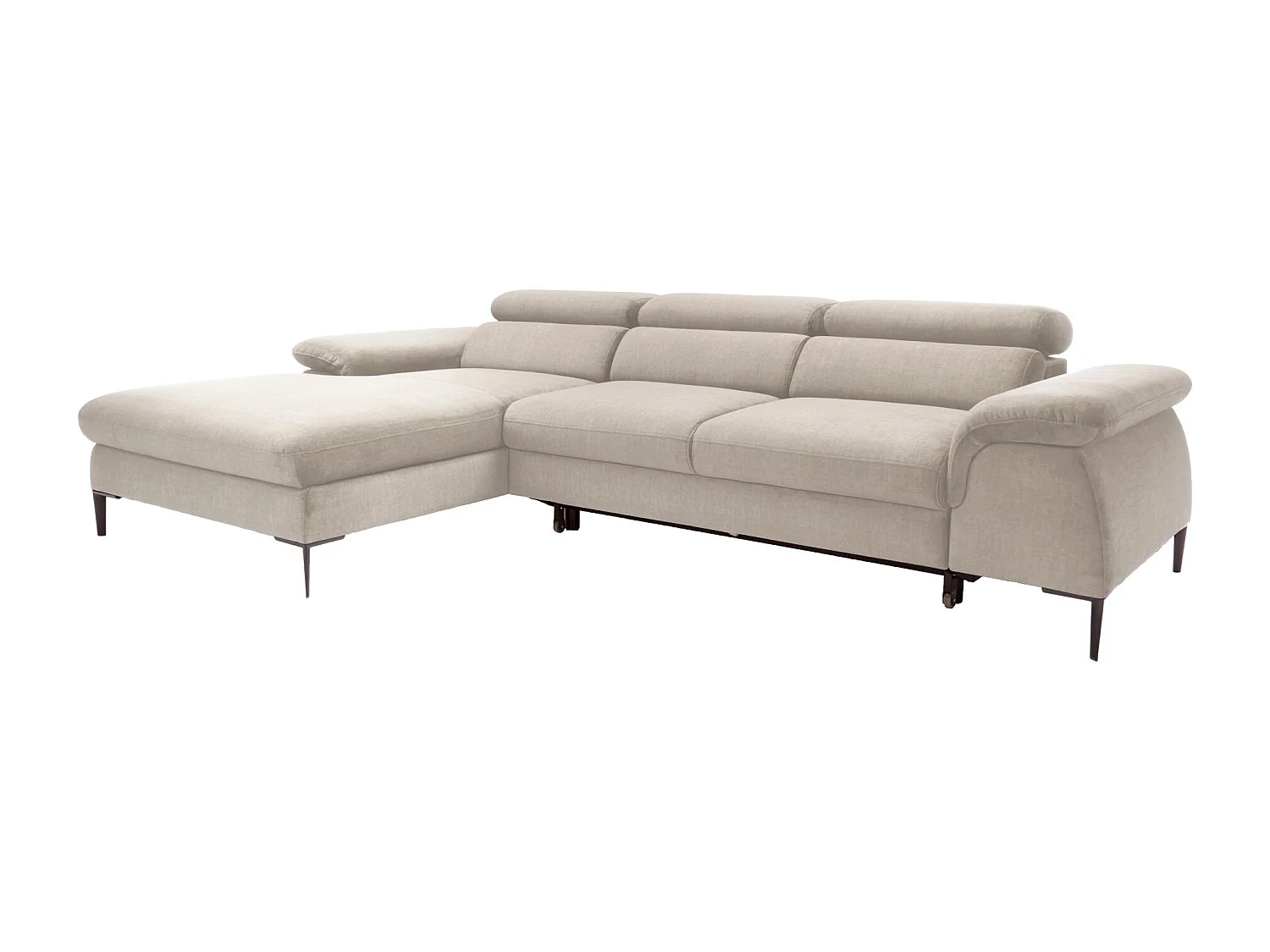 Canapé d'angle gauche convertible en velours beige SEPINA de Pascal Morabito