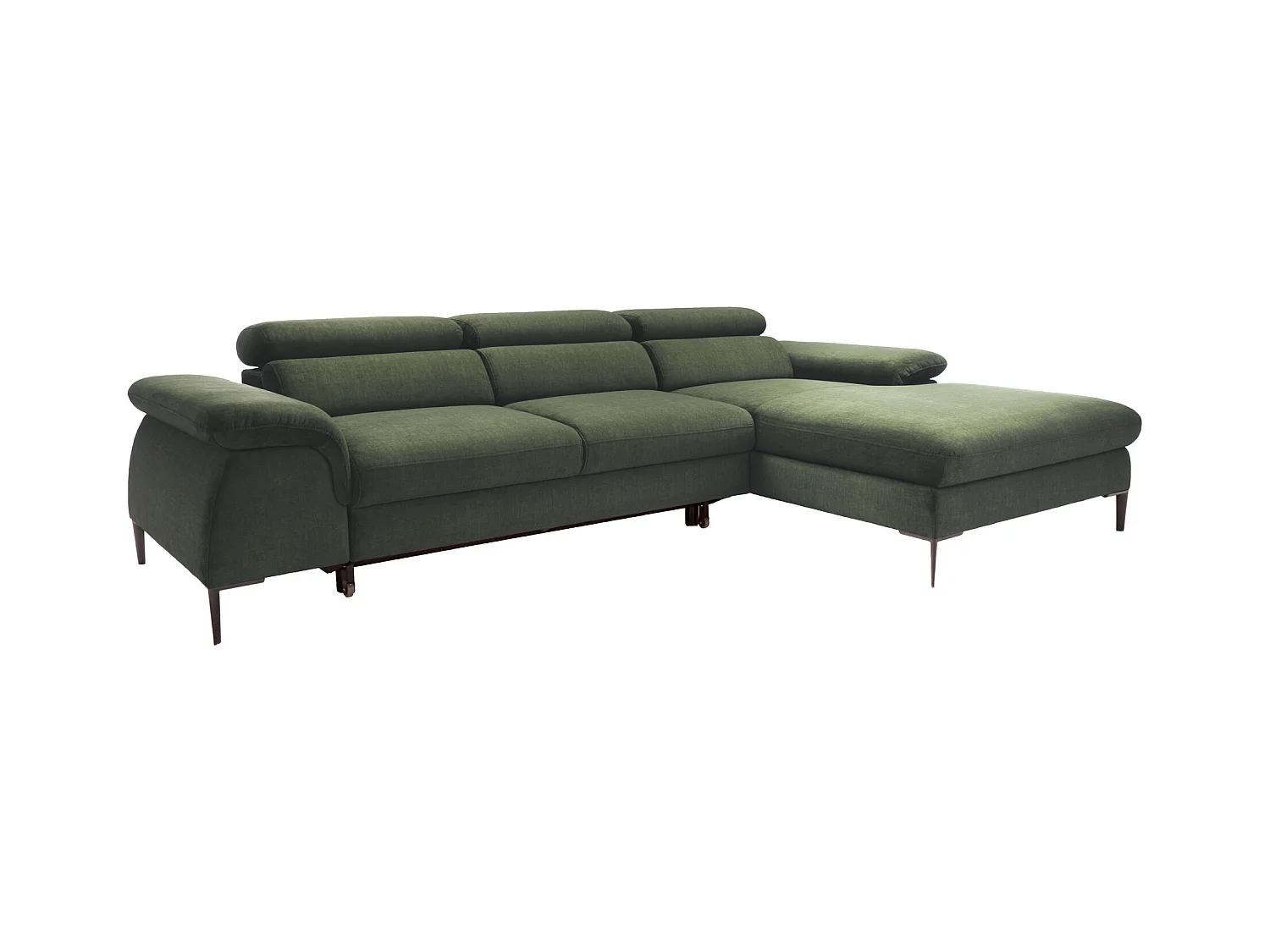 Canapé d'angle droit convertible droit en velours vert SEPINA de Pascal Morabito