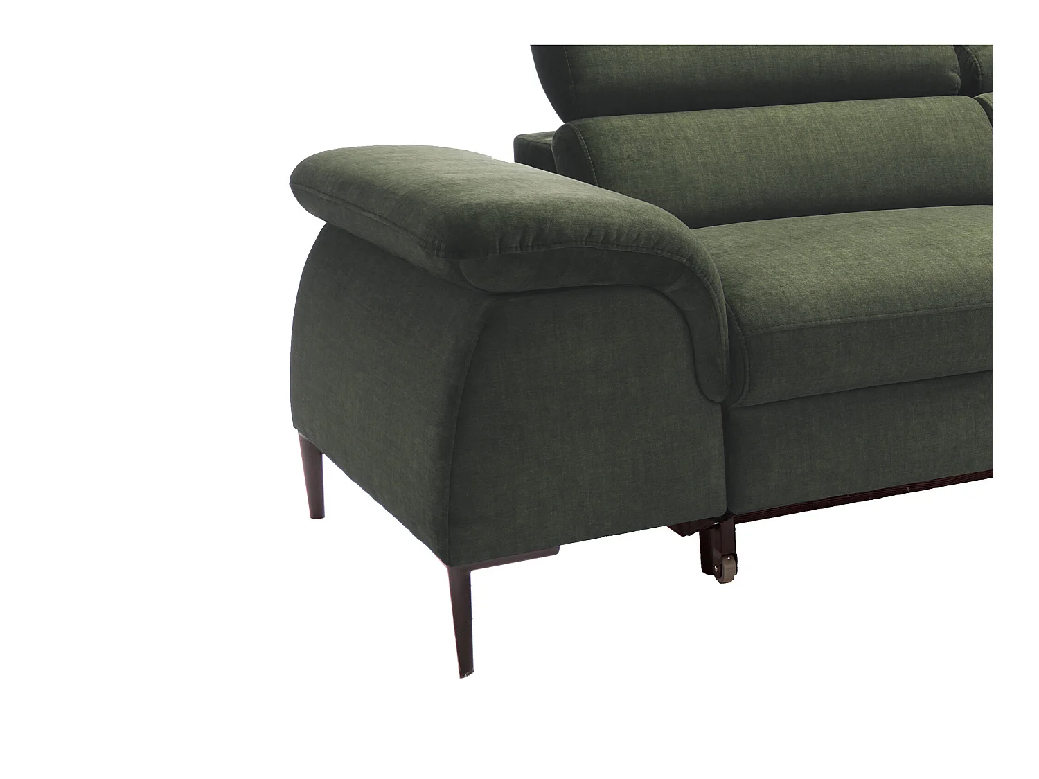 Canapé d'angle droit convertible droit en velours vert SEPINA de Pascal Morabito