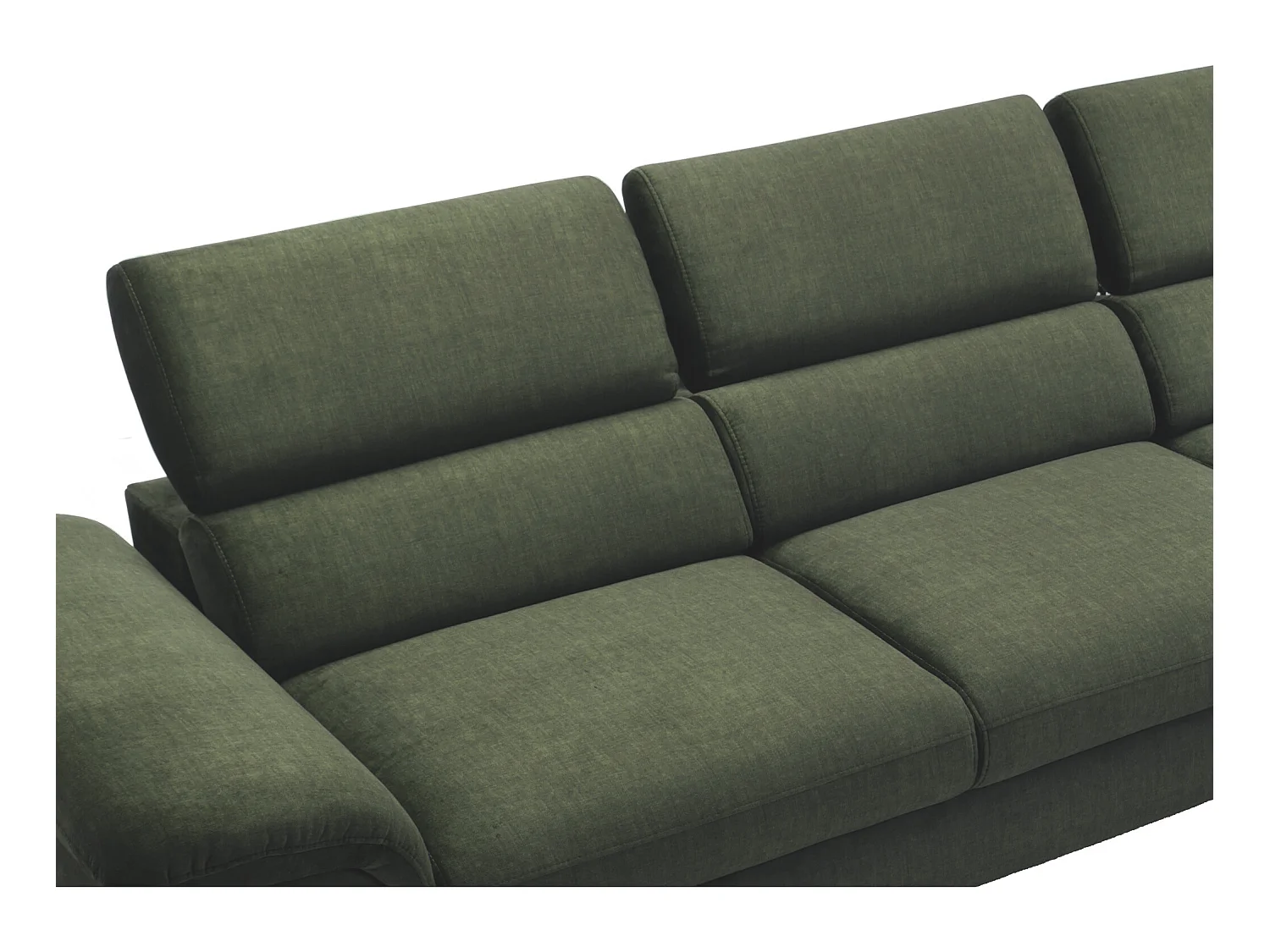 Canapé d'angle droit convertible droit en velours vert SEPINA de Pascal Morabito