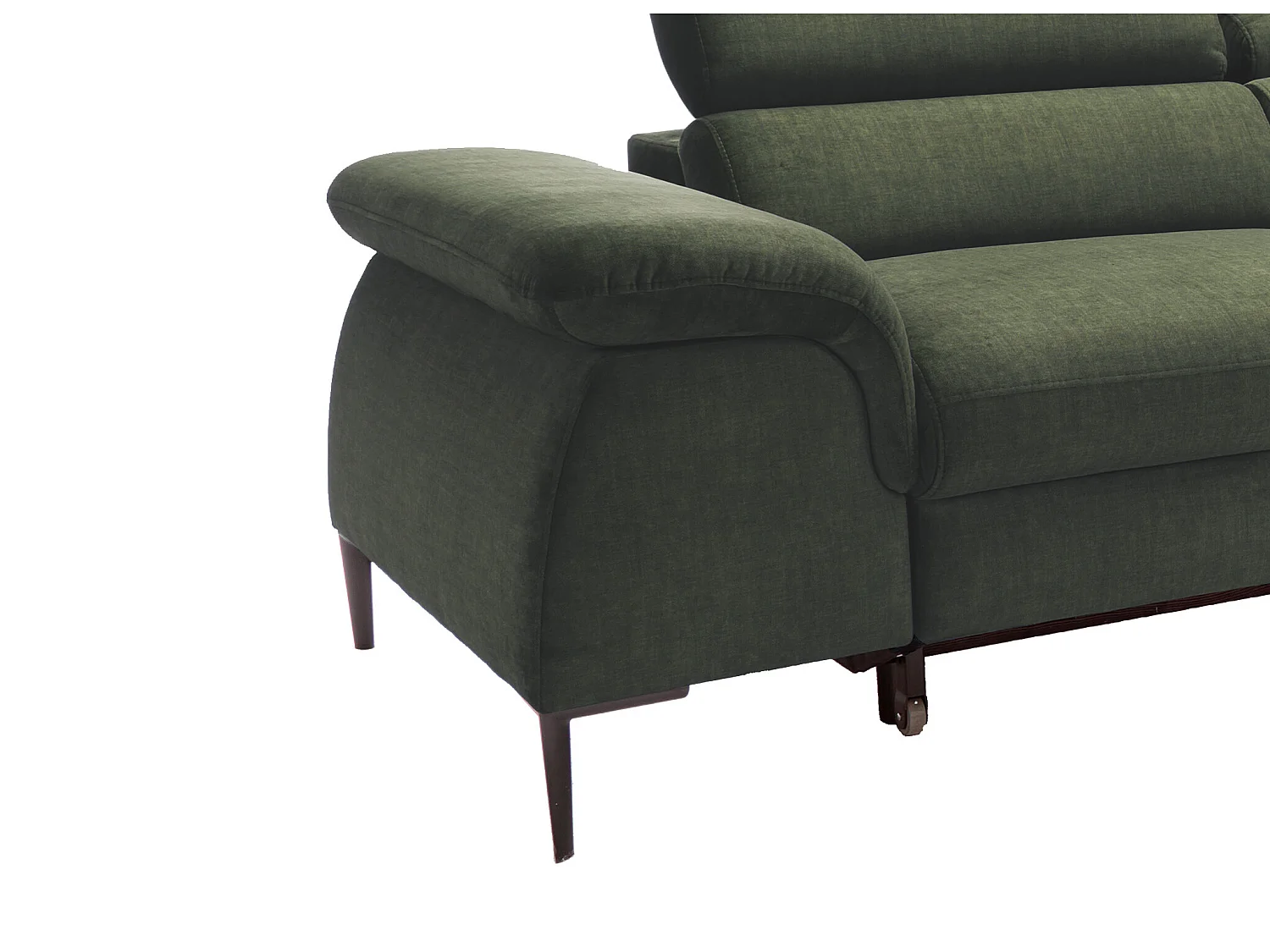 Canapé d'angle droit convertible droit en velours vert SEPINA de Pascal Morabito