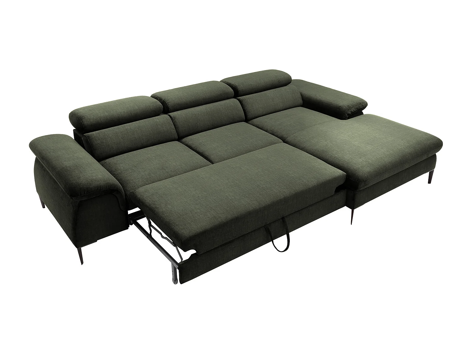 Canapé d'angle droit convertible droit en velours vert SEPINA de Pascal Morabito