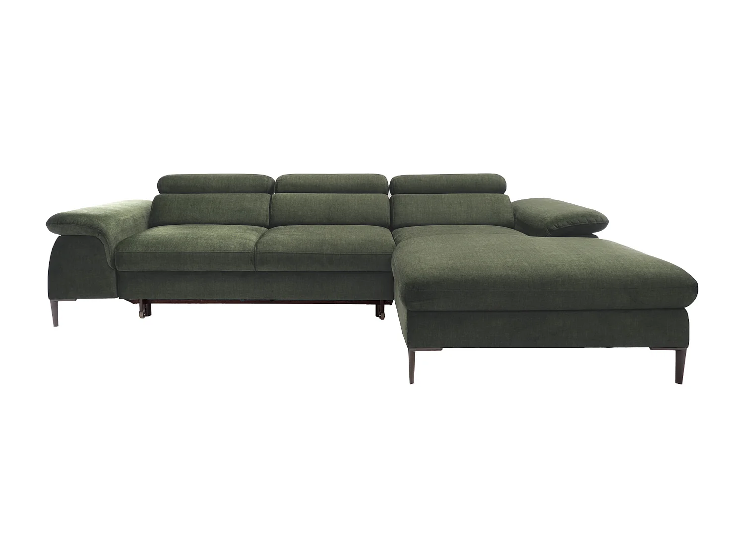 Canapé d'angle droit convertible droit en velours vert SEPINA de Pascal Morabito