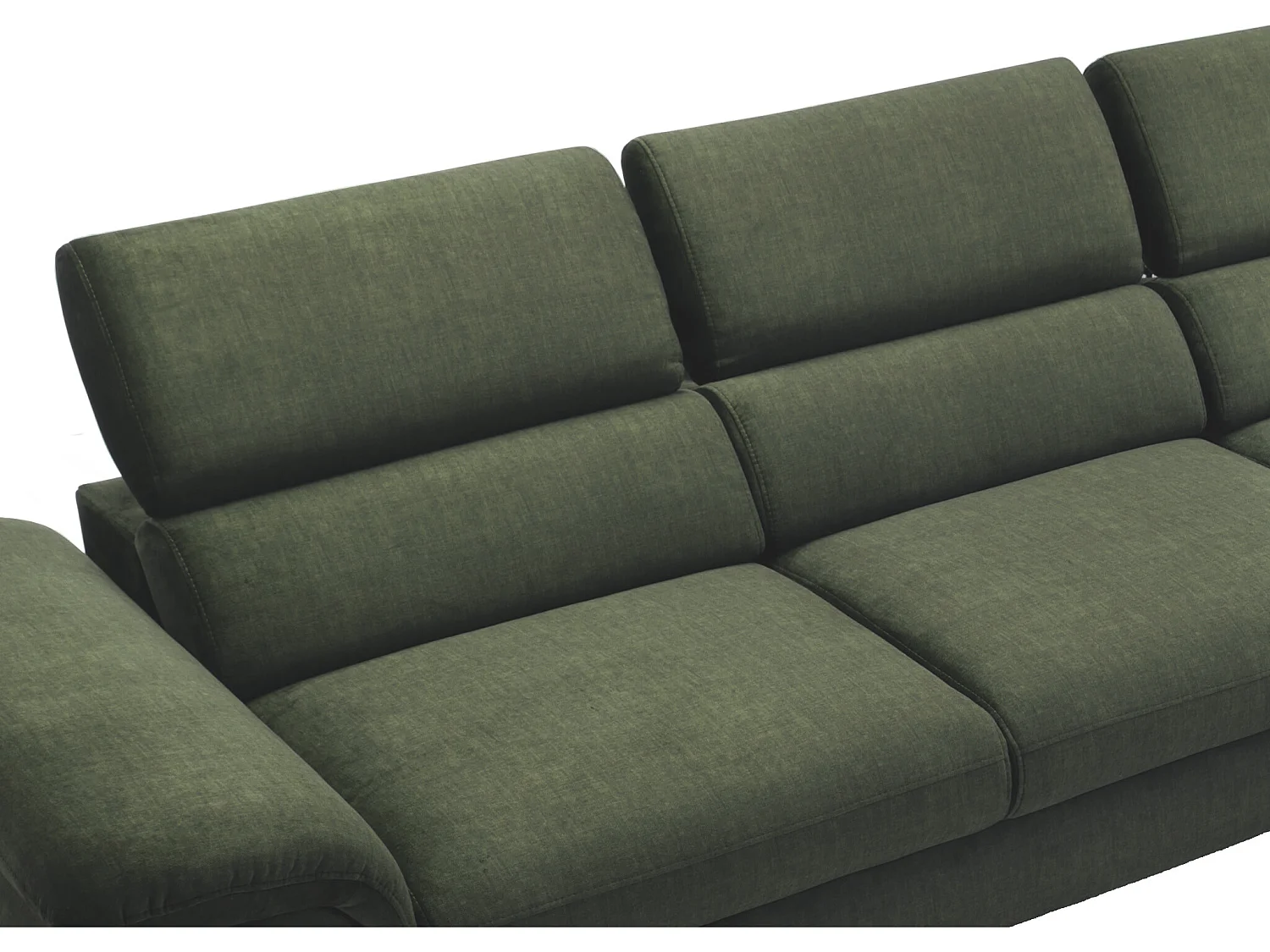 Canapé d'angle droit convertible droit en velours vert SEPINA de Pascal Morabito