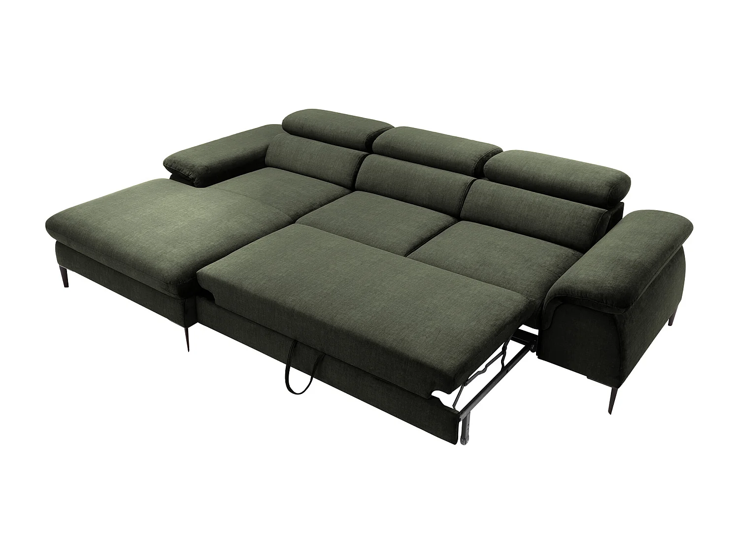 Canapé d'angle gauche convertible en velours vert SEPINA de Pascal Morabito