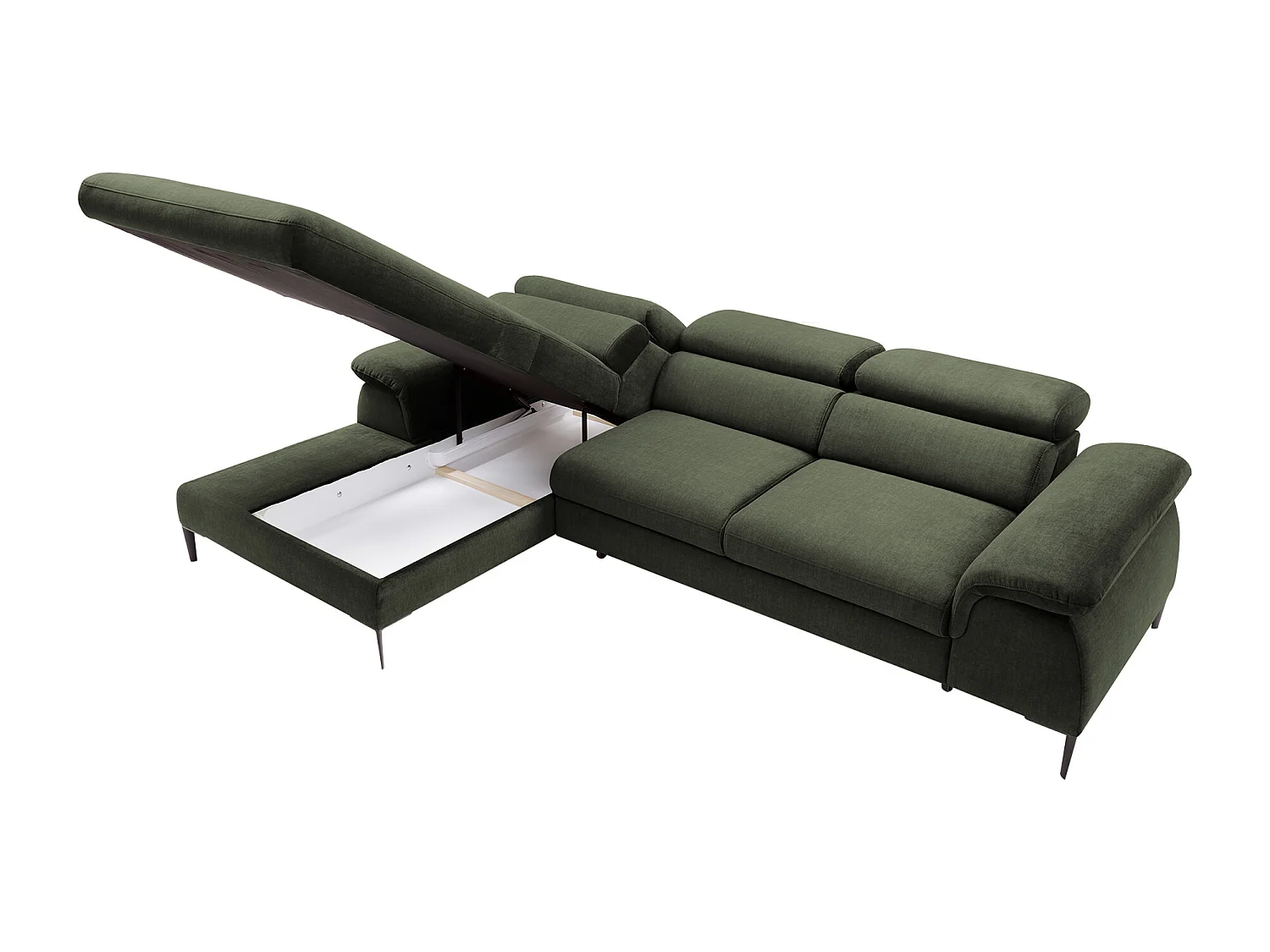 Canapé d'angle gauche convertible en velours vert SEPINA de Pascal Morabito