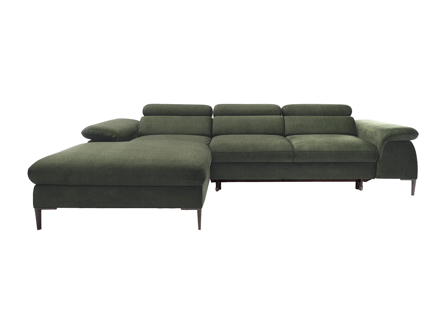 Canapé d'angle gauche convertible en velours vert SEPINA de Pascal Morabito