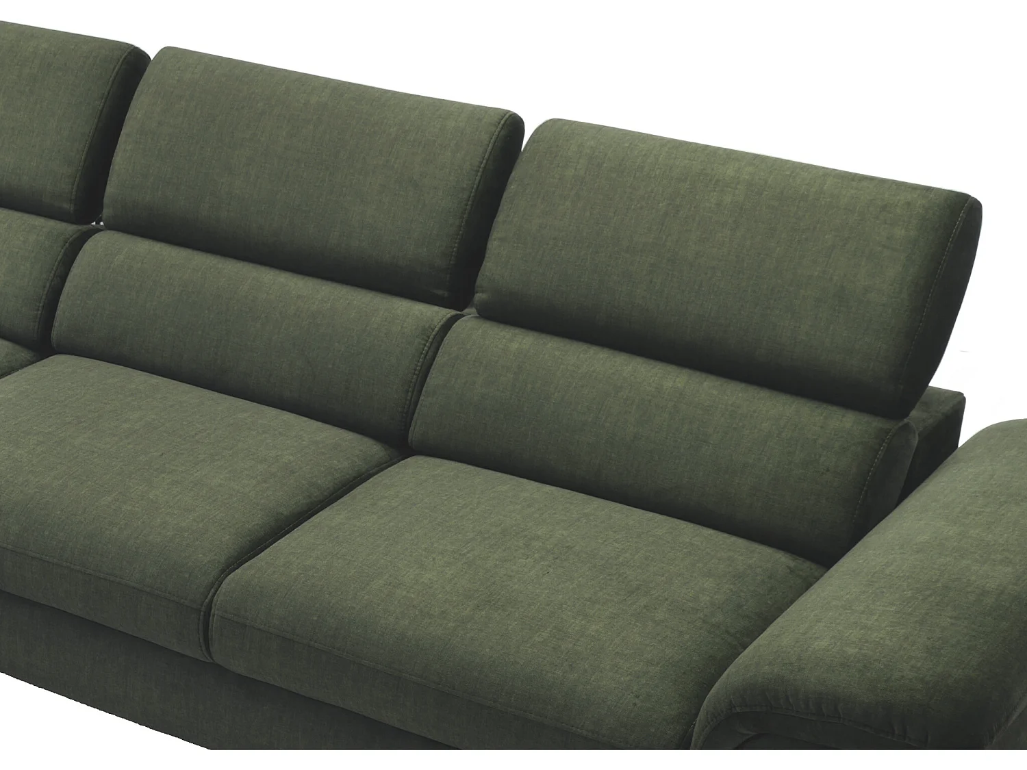 Canapé d'angle gauche convertible en velours vert SEPINA de Pascal Morabito