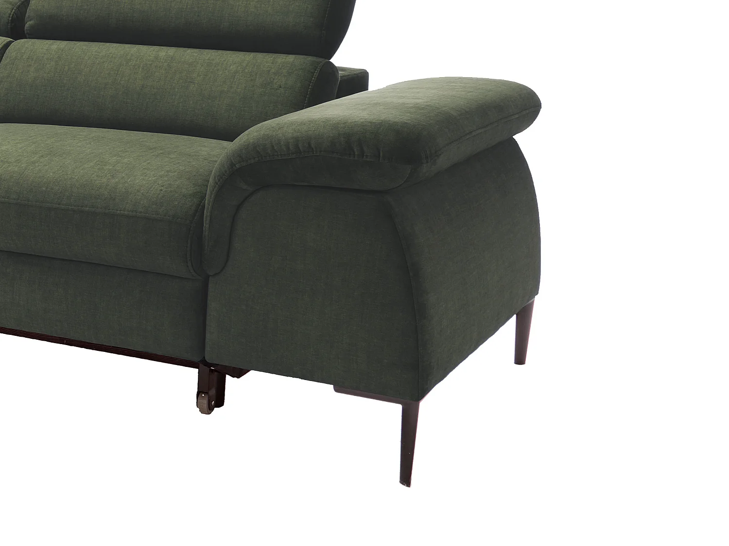 Canapé d'angle gauche convertible en velours vert SEPINA de Pascal Morabito