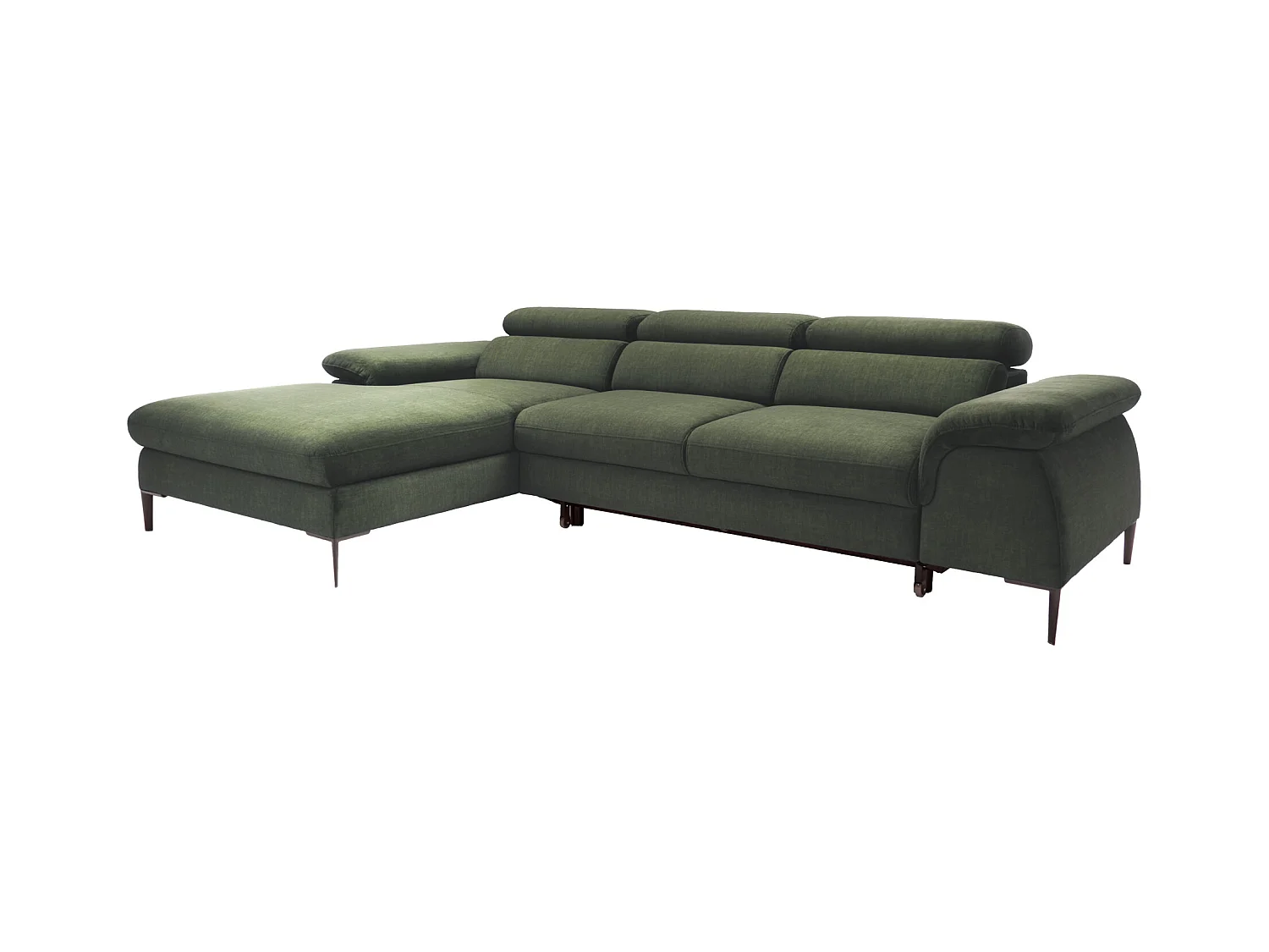 Slaapbank met hoek links in groen fluweel SEPINA van Pascal Morabito