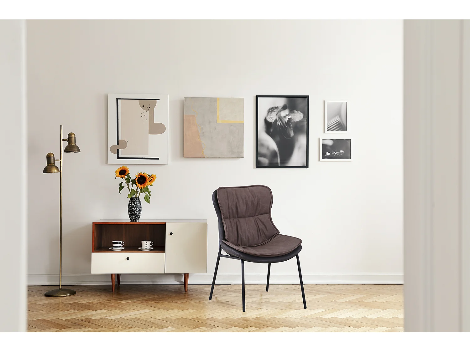 Chaise Design "Brady" 84cm Marron Clair & Foncé