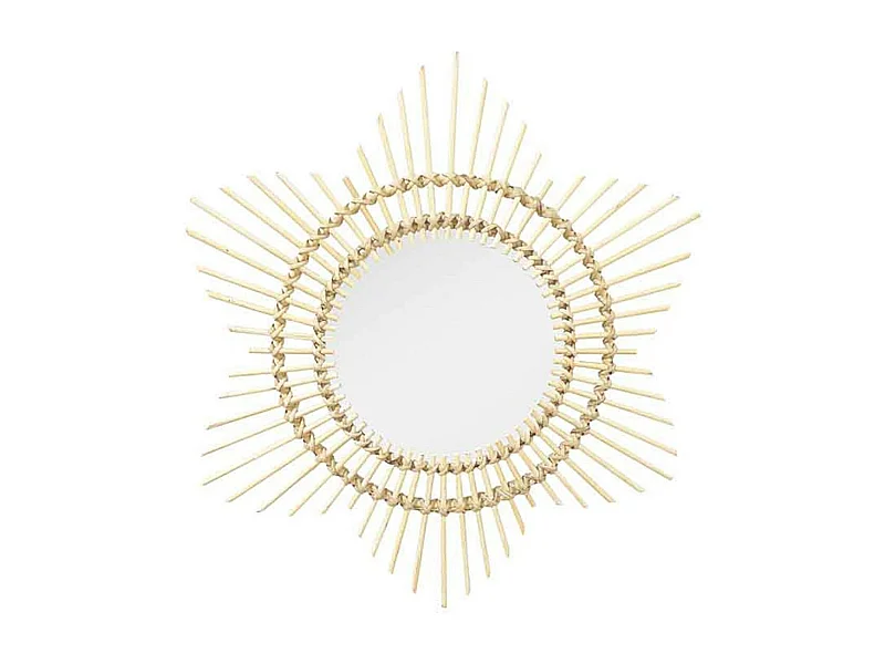 Miroir Mural Design en Rotin "Aina" 70cm Naturel