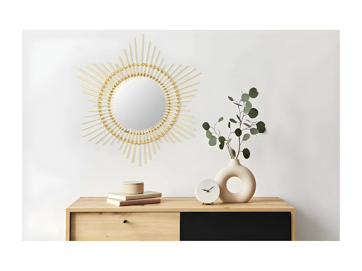 Miroir Mural Design en Rotin "Aina" 70cm Naturel