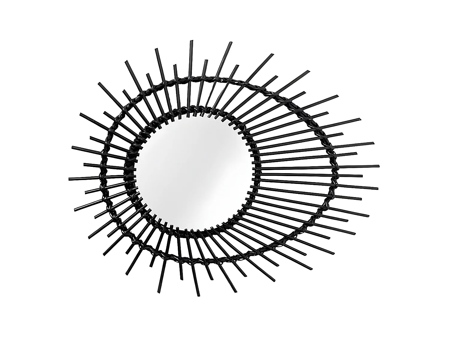 Miroir Mural Design en Rotin "Aina" 58cm Noir
