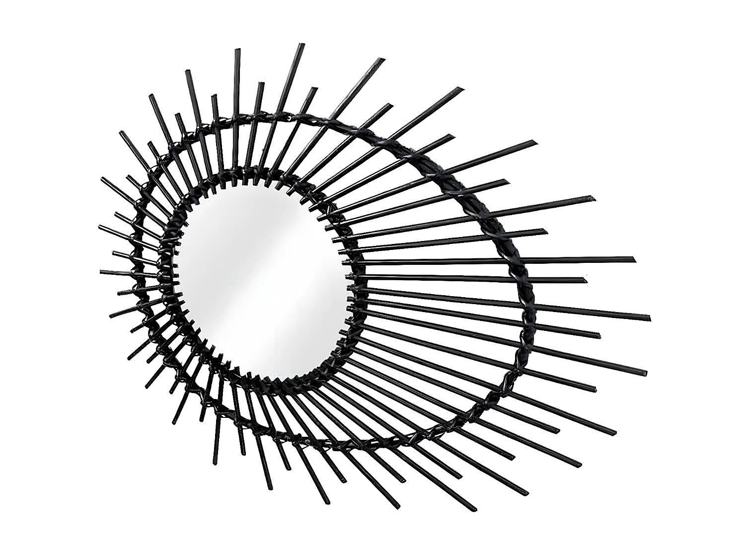 Miroir Mural Design en Rotin "Aina" 58cm Noir