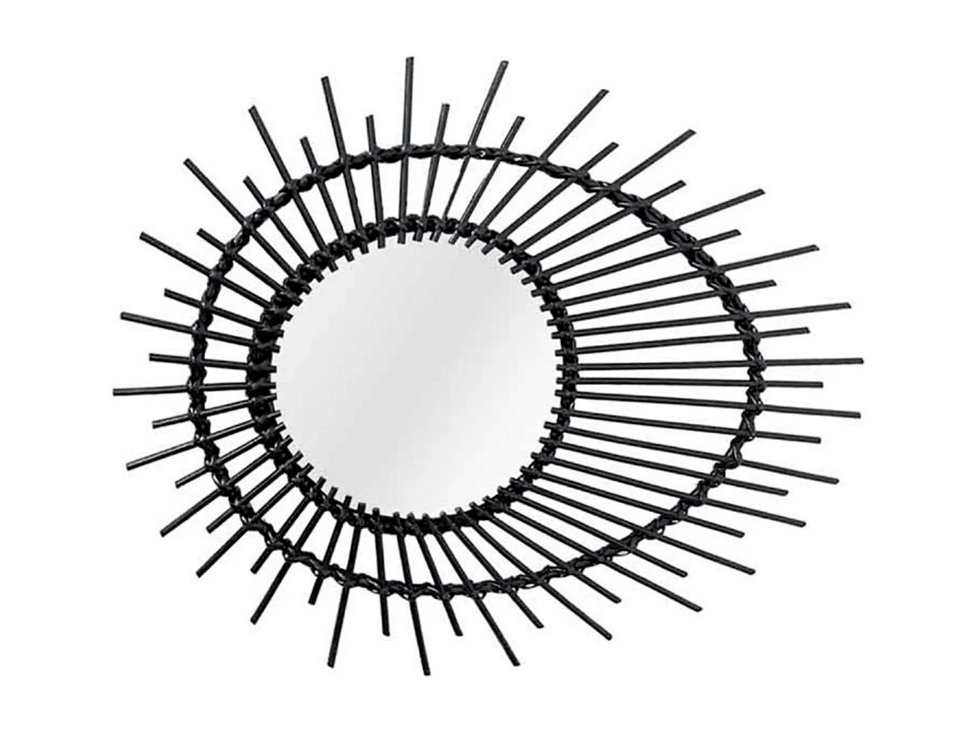 Miroir Mural Design en Rotin "Aina" 58cm Noir