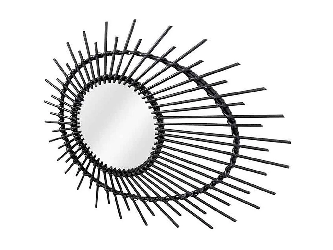 Miroir Mural Design en Rotin "Aina" 58cm Noir