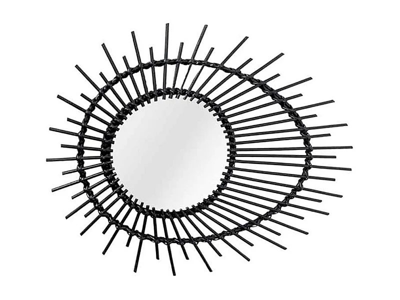Miroir Mural Design en Rotin "Aina" 58cm Noir