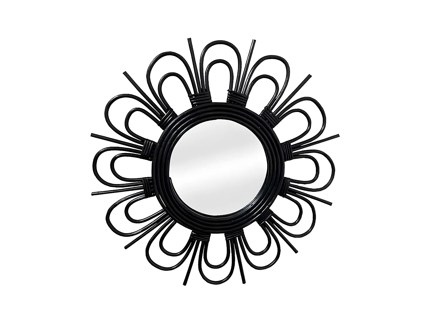 Miroir Mural Design en Rotin "Aina" 43cm Noir