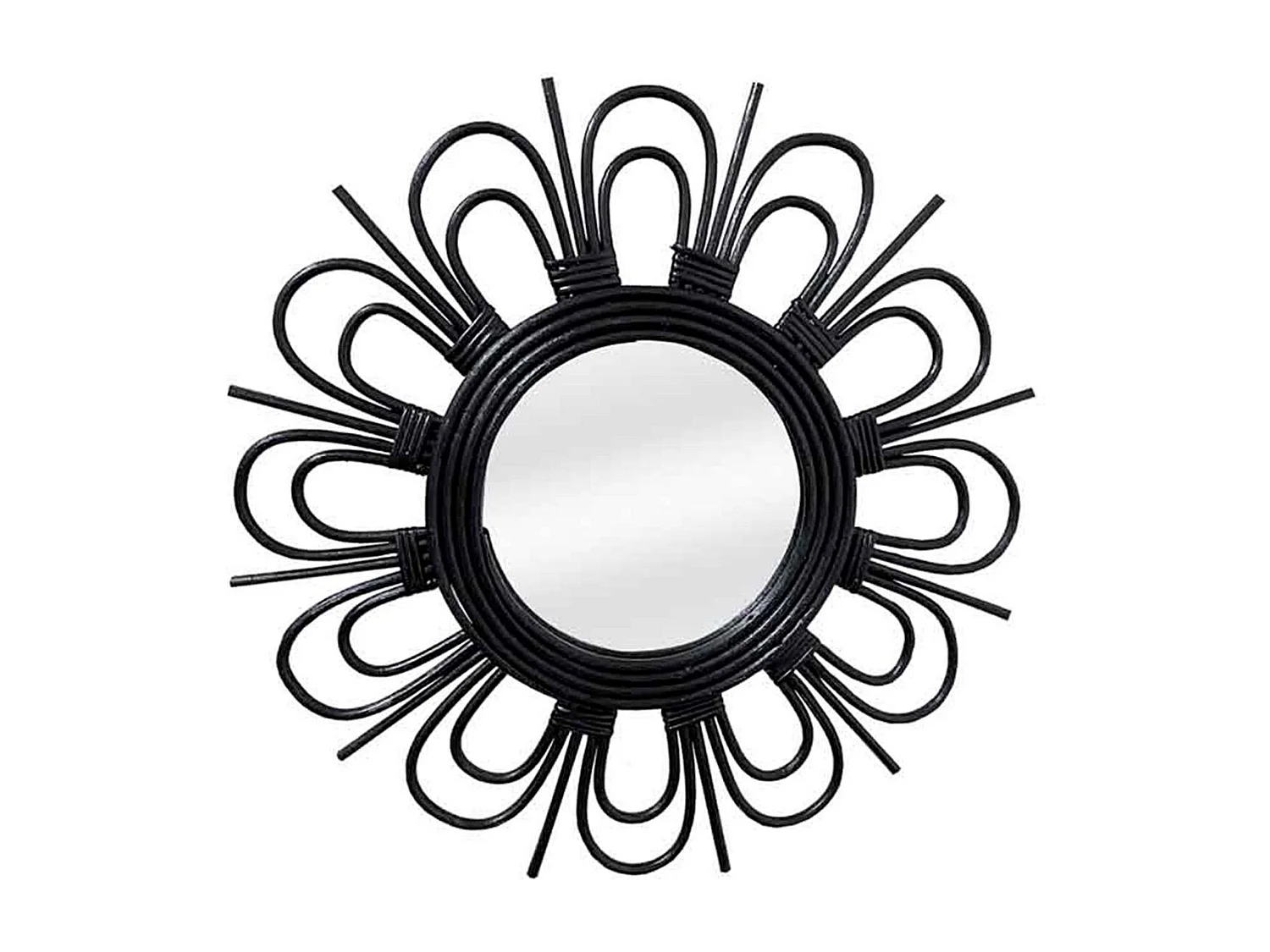 Miroir Mural Design en Rotin "Aina" 43cm Noir