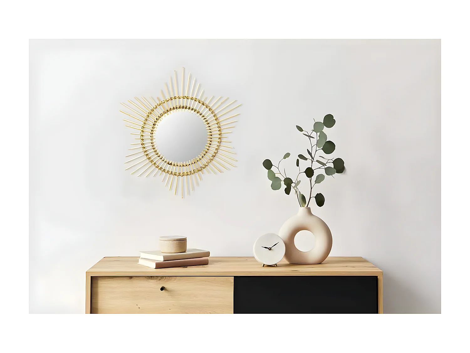 Miroir Mural Design en Rotin "Aina" 52cm Naturel
