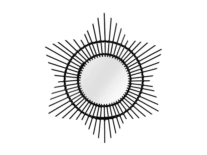 Miroir Mural Design en Rotin "Aina" 70cm Noir