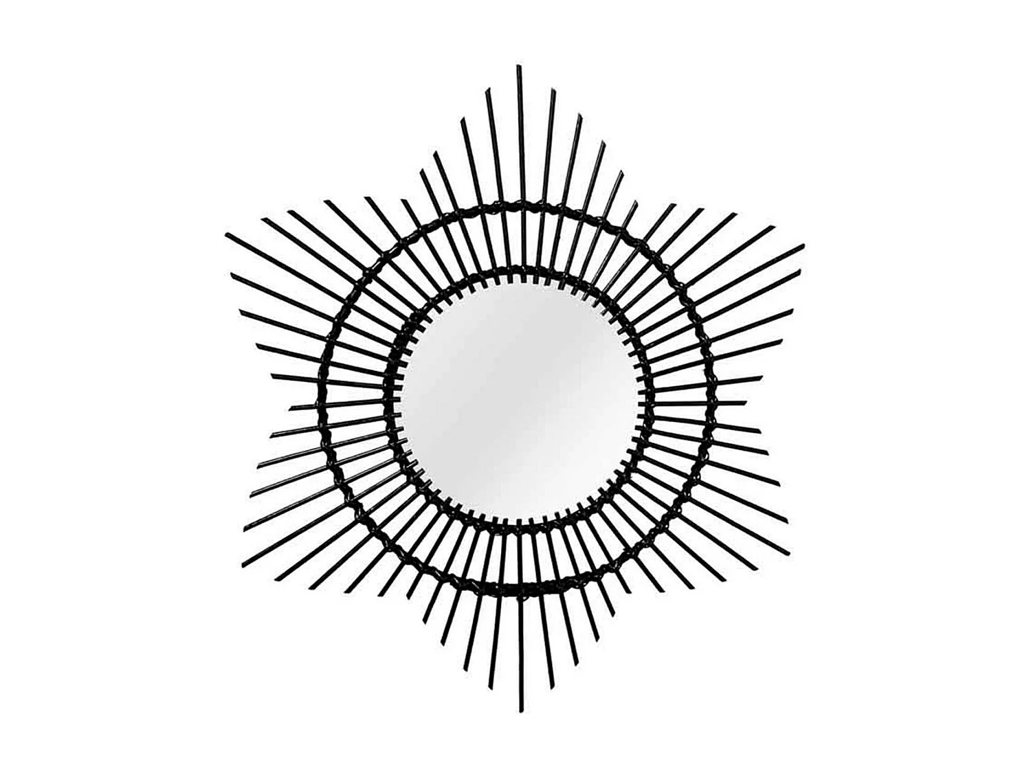 Miroir Mural Design en Rotin "Aina" 70cm Noir