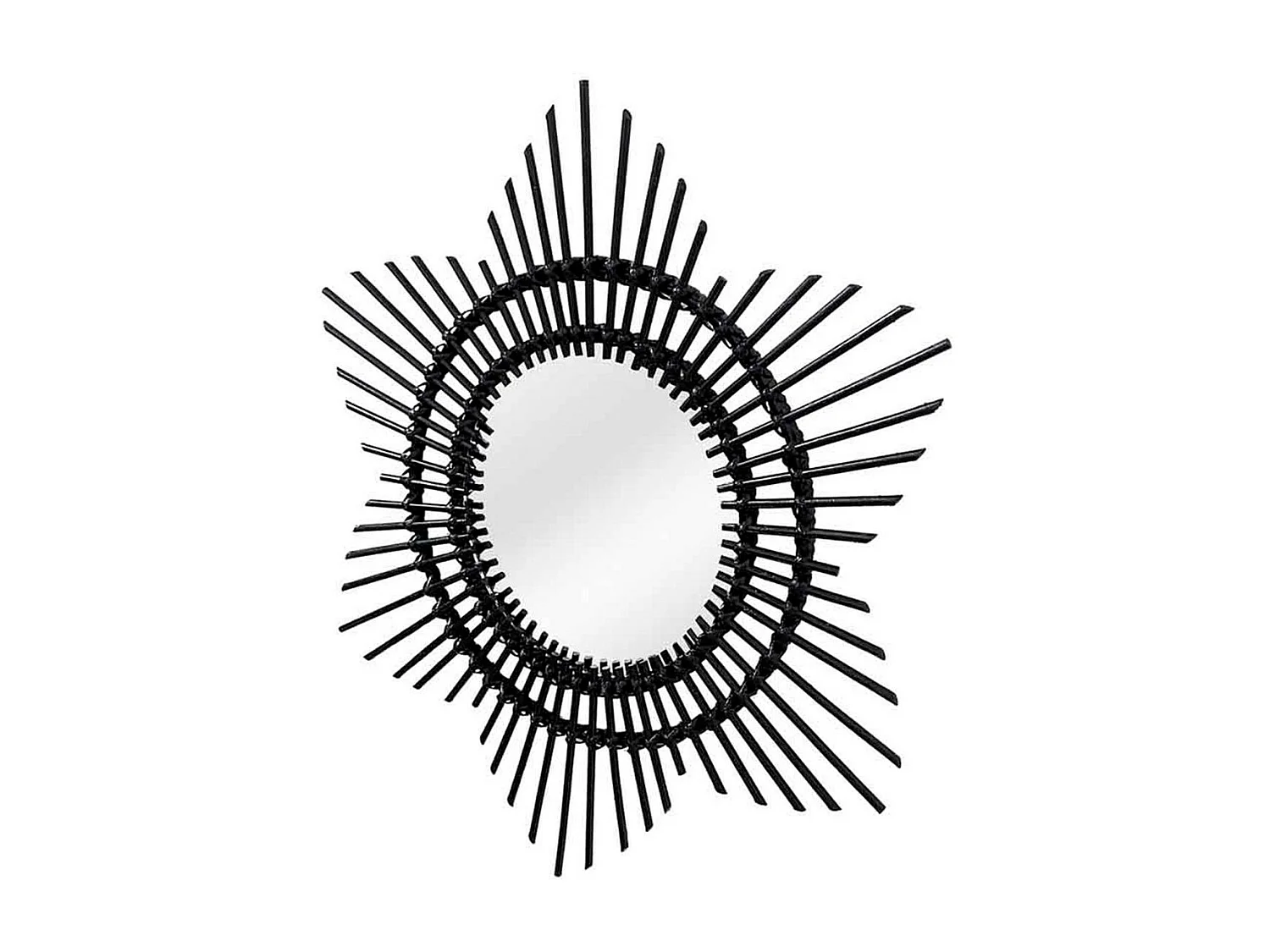 Miroir Mural Design en Rotin "Aina" 70cm Noir