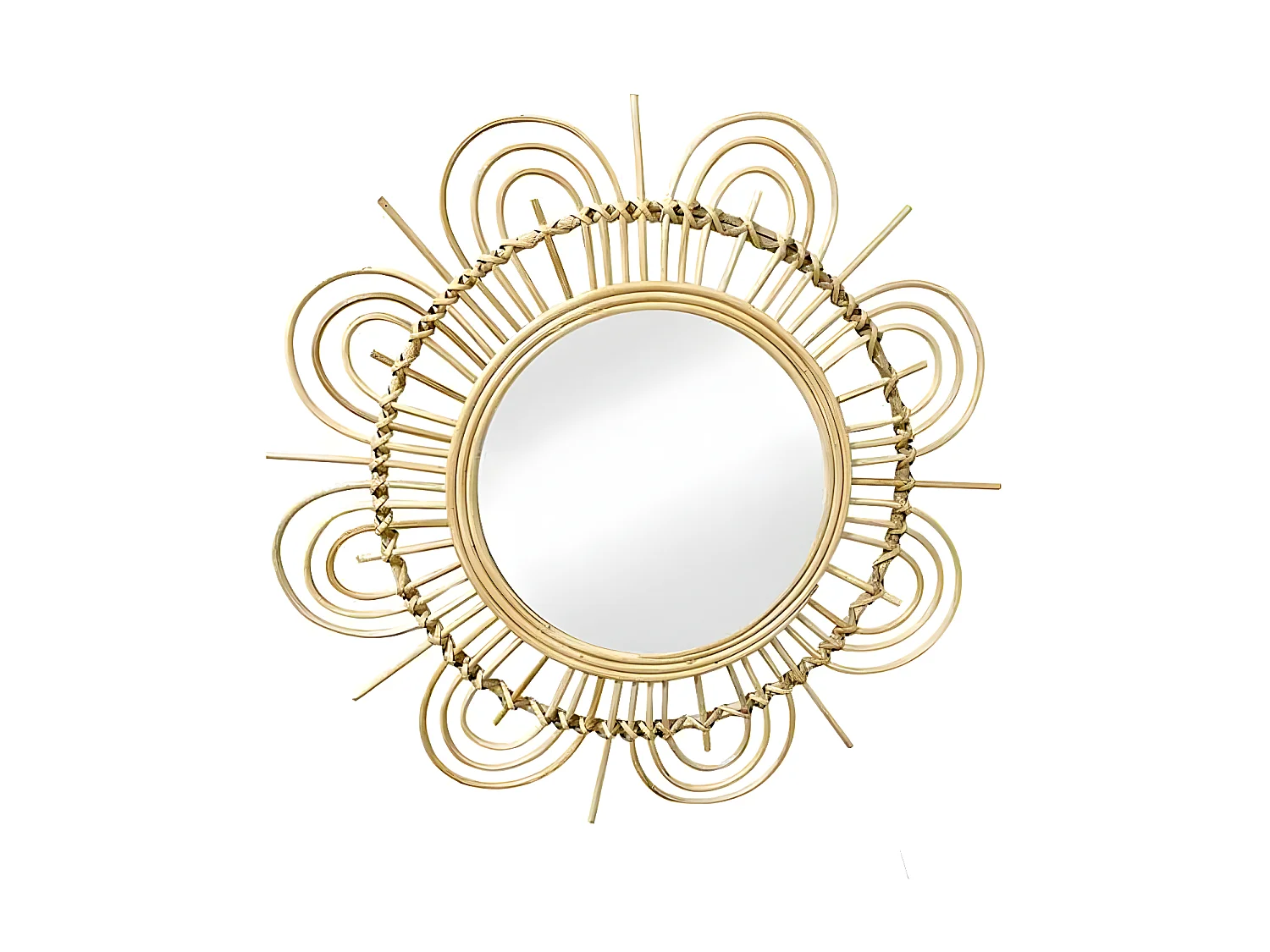 Miroir Mural Design en Rotin "Aina" 51cm Naturel