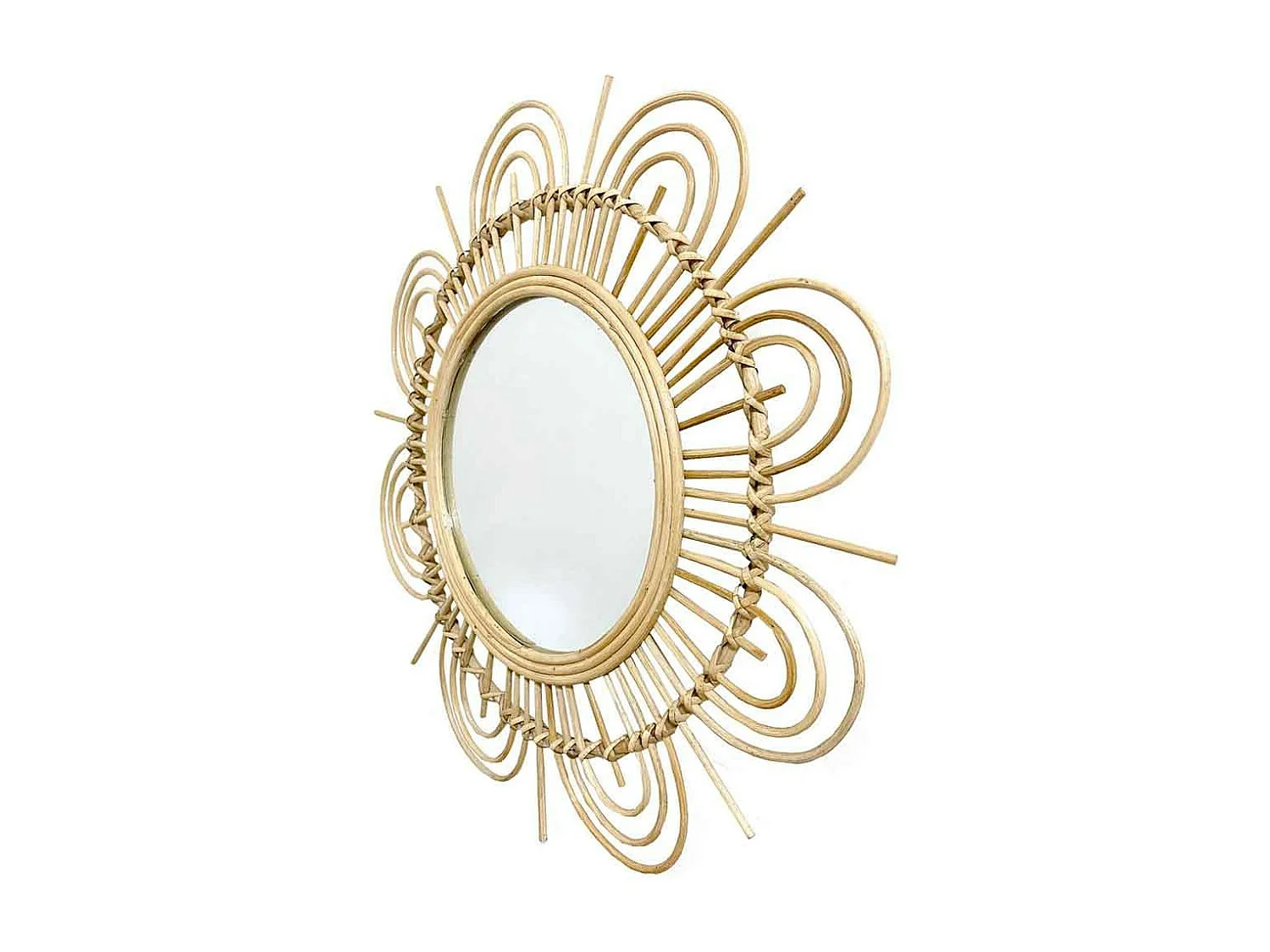 Miroir Mural Design en Rotin "Aina" 51cm Naturel