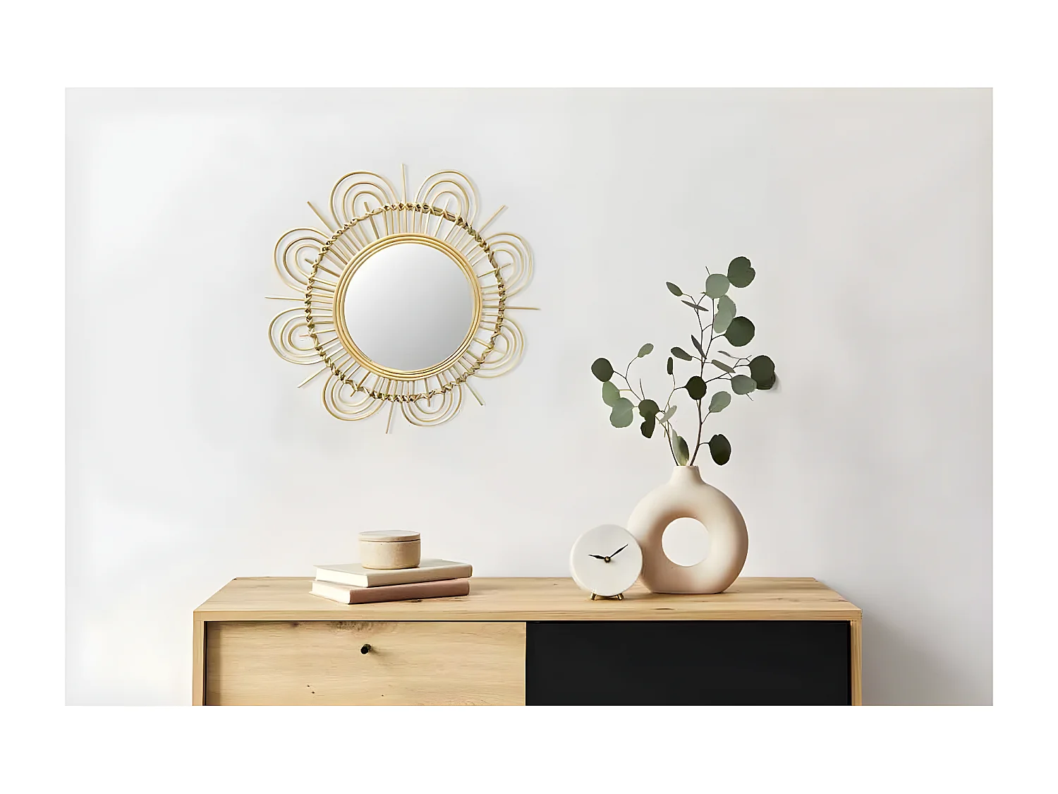 Miroir Mural Design en Rotin "Aina" 51cm Naturel