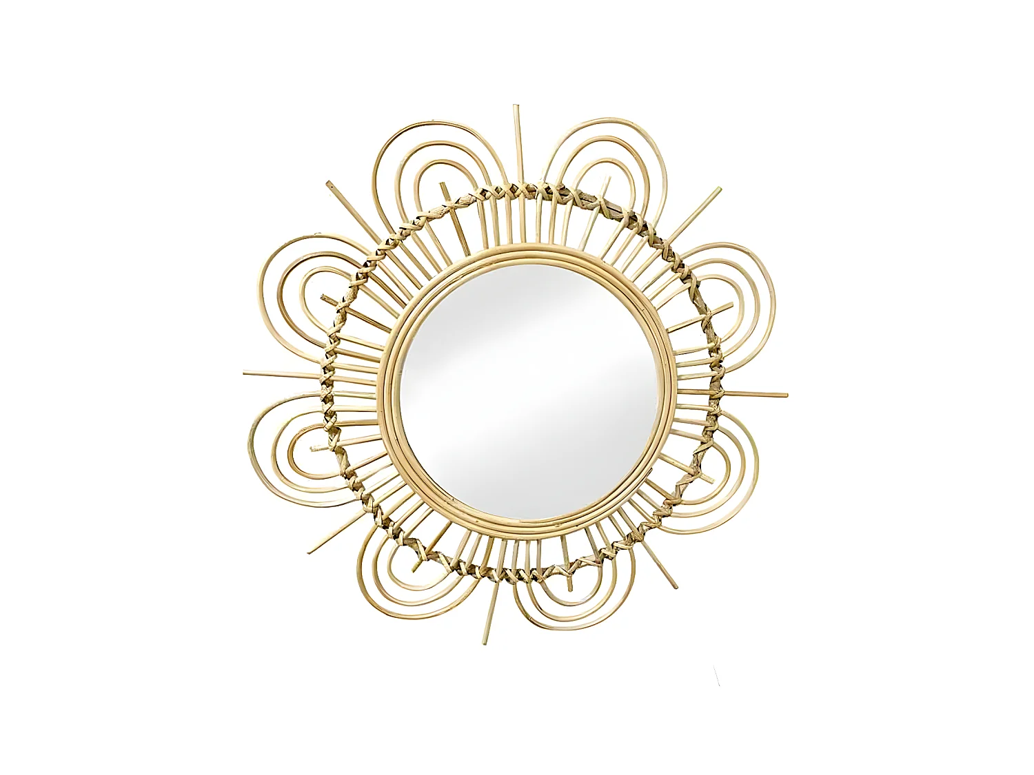 Miroir Mural Design en Rotin "Aina" 51cm Naturel