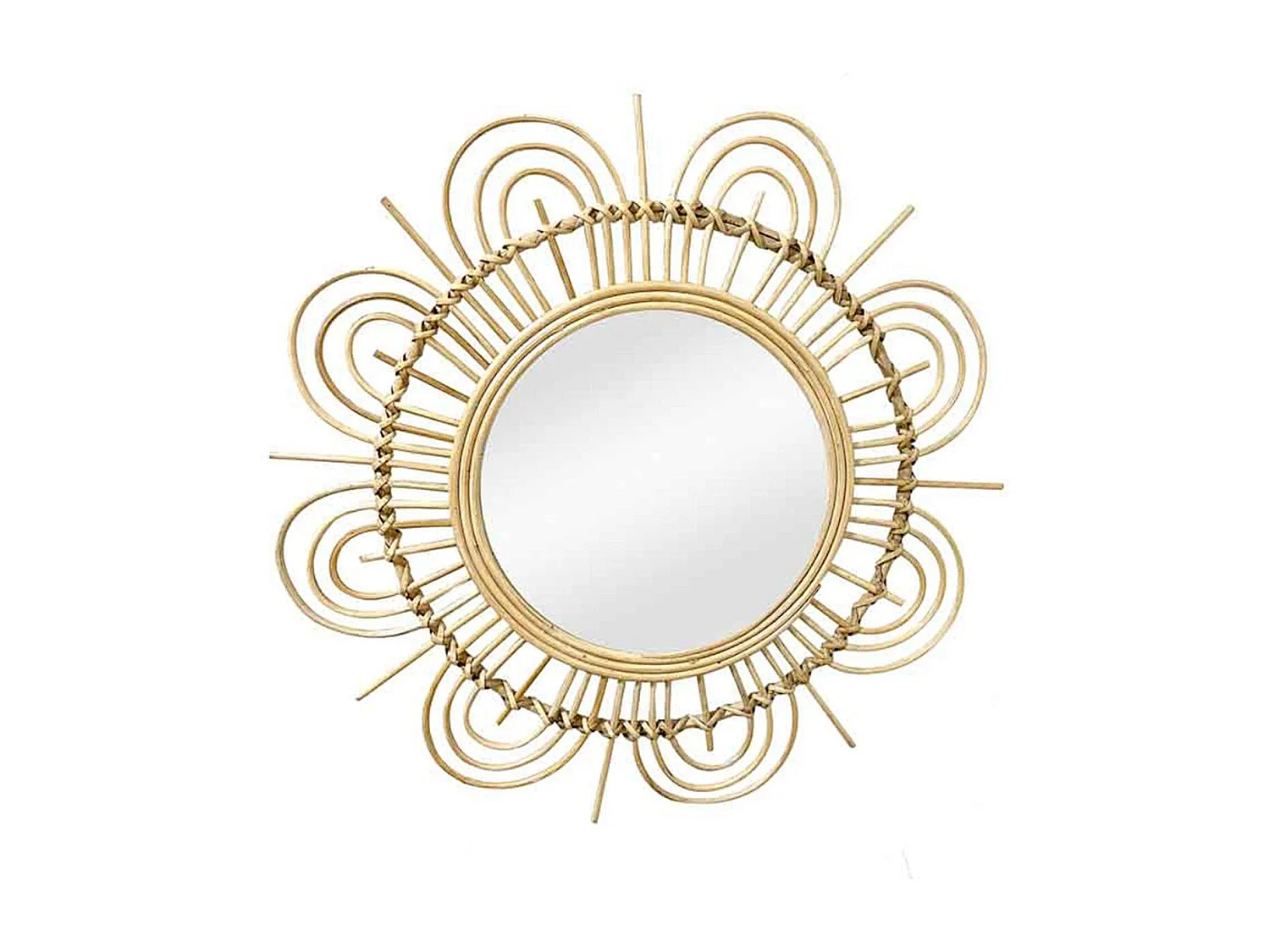 Miroir Mural Design en Rotin "Aina" 51cm Naturel