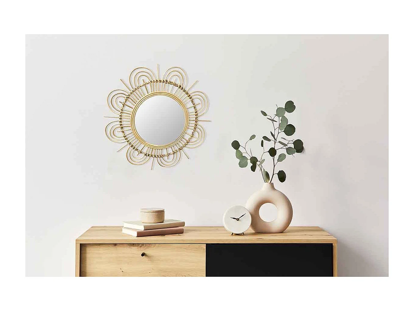 Miroir Mural Design en Rotin "Aina" 51cm Naturel
