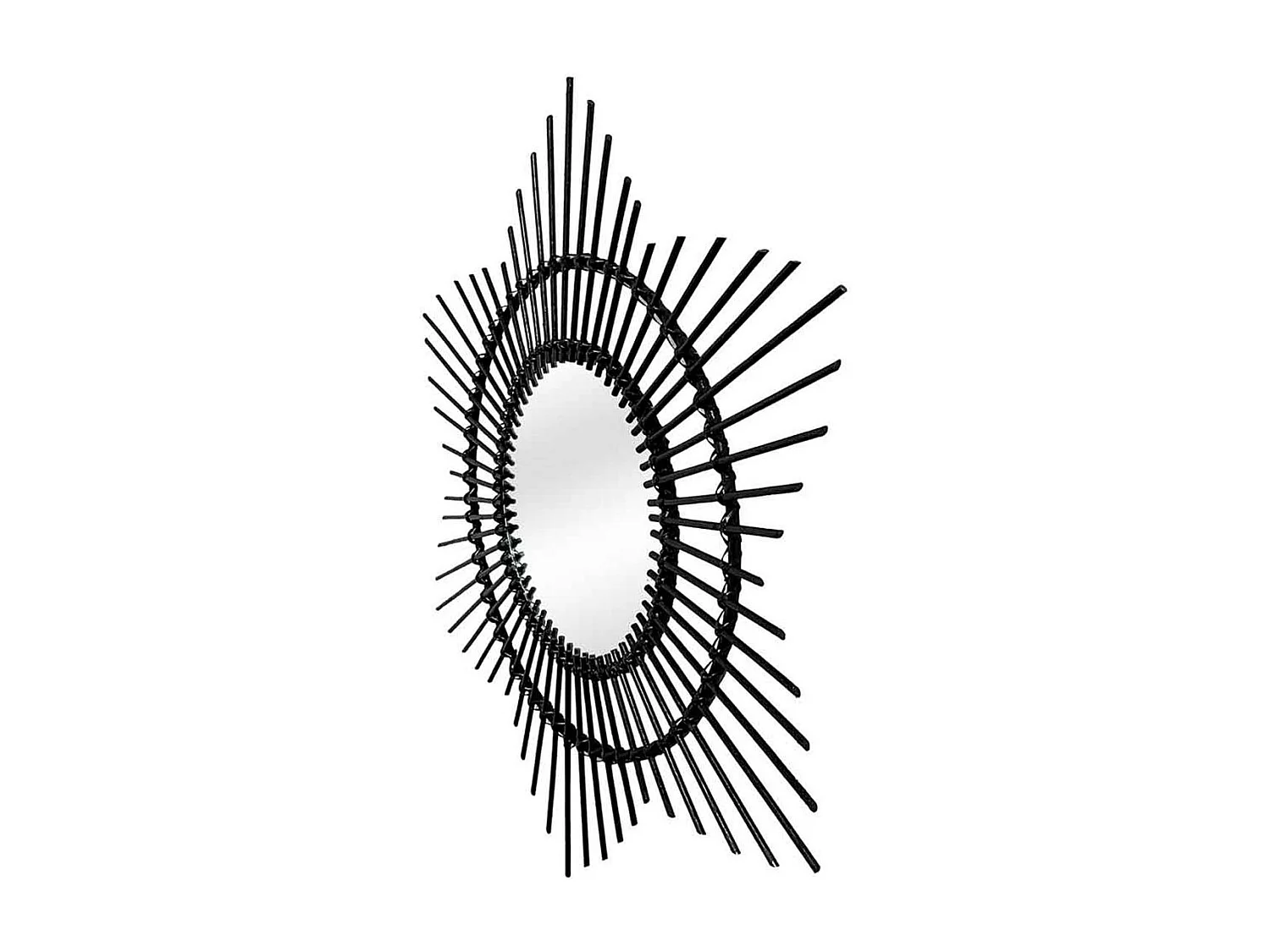 Miroir Mural Design en Rotin "Aina" 52cm Noir