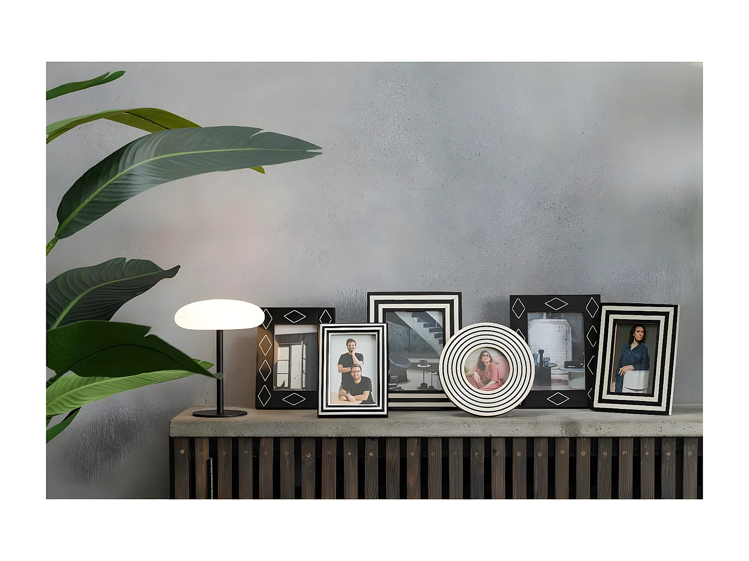 Cadre Photo Déco "Lignes" 17x22cm Noir & Blanc